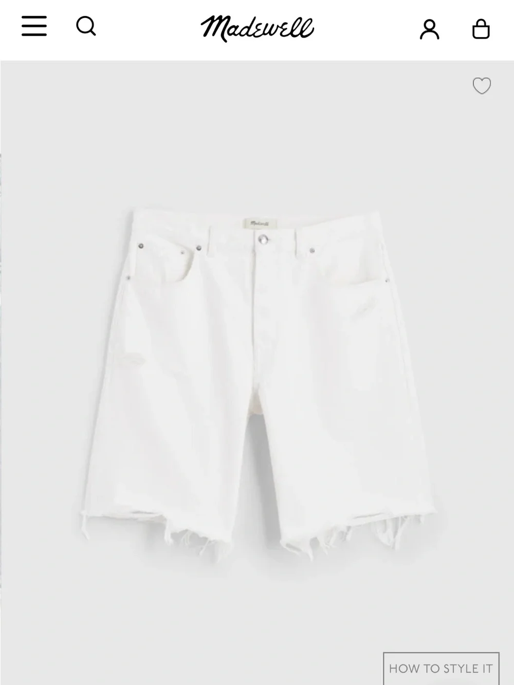 Madewell The Essex Long Baggy Short - Tile WhiteRigid
